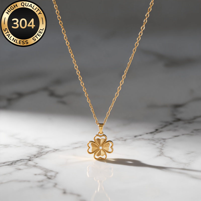 Women's Four Leaf Clover Pendant Necklace, Hypoallergenic Gift